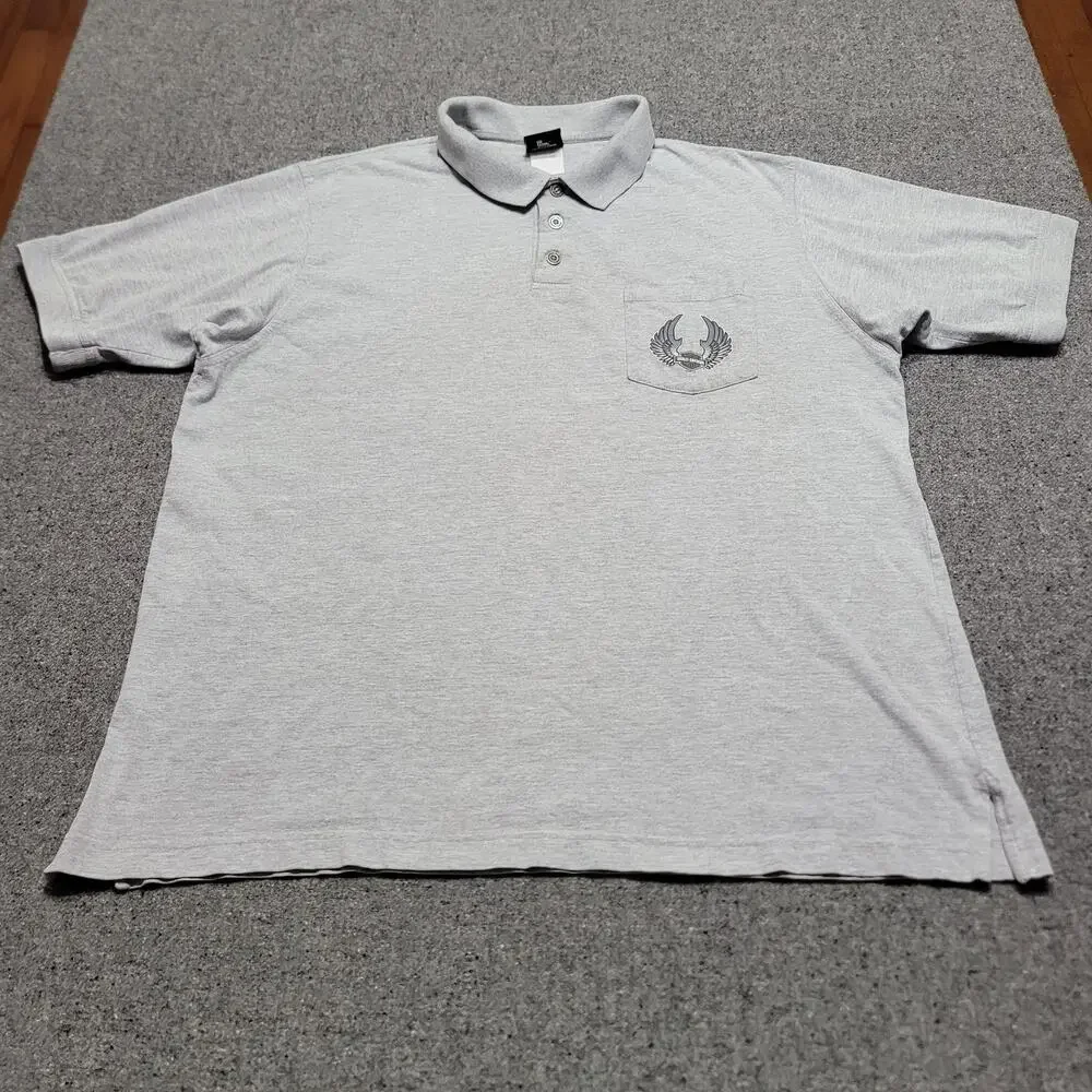 Vintage Y2K Harley Davidson Shirt Men Extra Large Gray Pocket Golf Polo Biggs CA